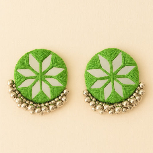 Harita Mirror Beaded Studs - Aarkha X Pallavi Art Gallery