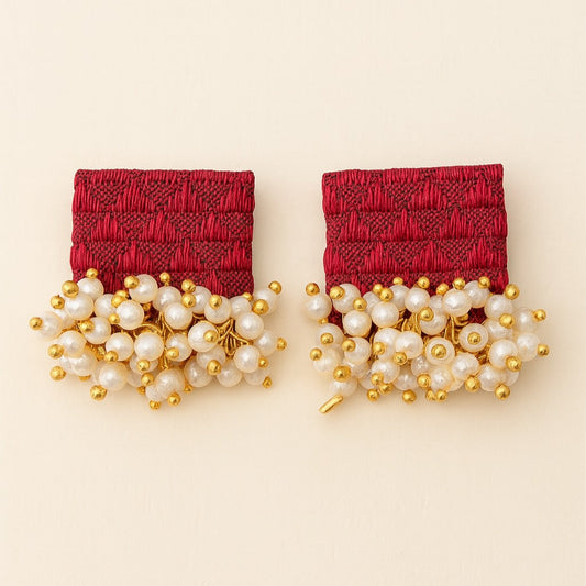Kemp Square Beaded Studs - Aarkha X Pallavi Art Gallery