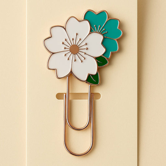 Sakura Bookmark - White Blue